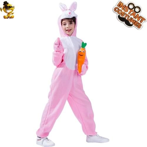 QLQ Kids Pink Rabbit Costumes Cute Animals Jumpsuit Carnival Cosplay Dress Up Role Play Rabbit Costumes For Girls Child