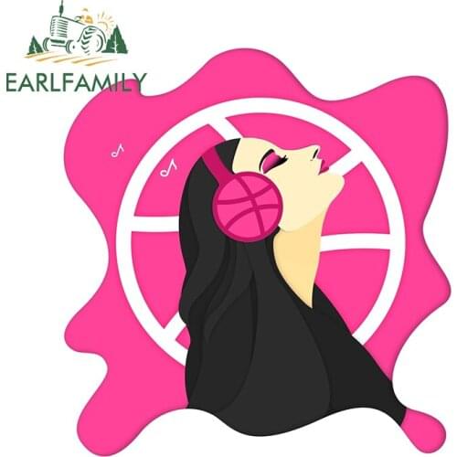 EARLFAMILY 13cm x 12.6cm for Beautiful Woman Listening To Music Car Stickers Sunscreen Simple Decals Laptop Decor Car Goods