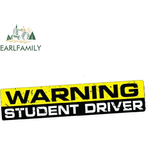 EARLFAMILY 15cm x 3cm WARNING STUDENT Decal Car Sticker Viny Bumper JDM 4X4 Fast Car Styling Graphics