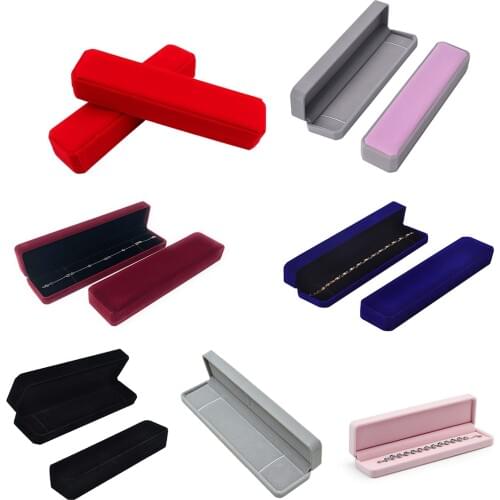 SZanbana Deluxe Elegant Velvet Bracelet Necklace Watch Box Case Pendant Long Rectangle Chain Holidays Gift Display Storage