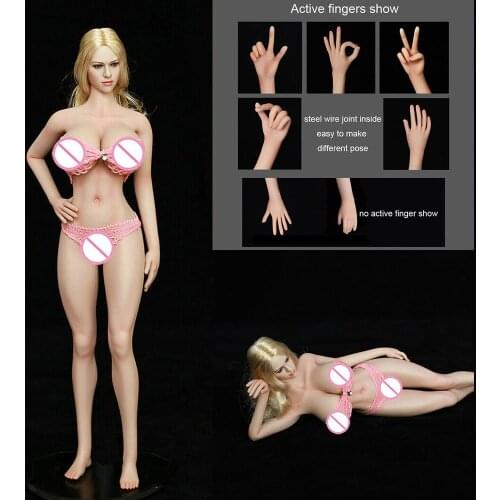 28xl 1/6 Girl Super Big Breast Action Figure Silicone Seamless Female Body Toys with Active Fingers Upgraded Elbow Joint Model