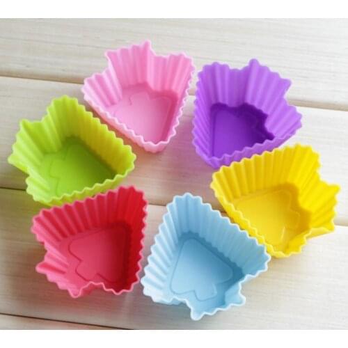 H 3.1 cm;Edge 7cm)pine tree-shaped Silicone Muffin Cake Cupcake Cup Cake Mould Case Bakeware Maker Mold SN1793