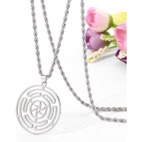Hekate round Stainless Steel Pendant Necklace Strophalos Hecate Magic Symbol Logo Charm Necklaces colier femme Jewelry Gifts