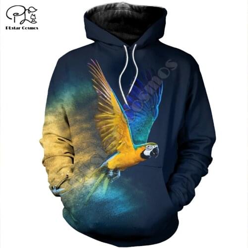 PLstar Cosmos Colorful Parrot 3D Printed Hoodies Casual Men/Women Zipper Hooded Funny Animal Unisex Brand Streetwear Apparel P15