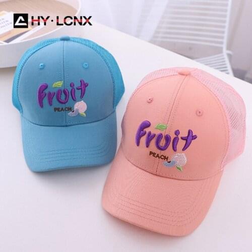 New Summer Child Hat Girls Sunscreen Mesh Cotton Breathable Baseball Caps Boys Outdoor Fashion Letter Embroidery Caps