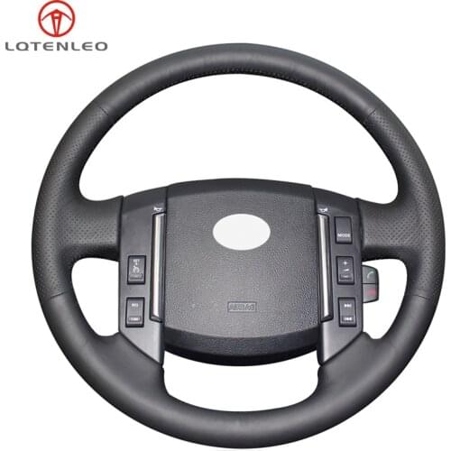 LQTENLEO Black PU Artificial Leather Hand Sew Car Steering Wheel Cover For Land Rover Freelander 2 2007-2012