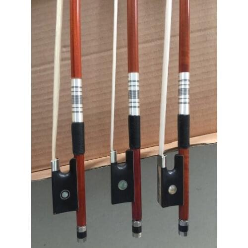 3 pieces of 4/4 size violin bows Pernambuco bow stick copper mounted