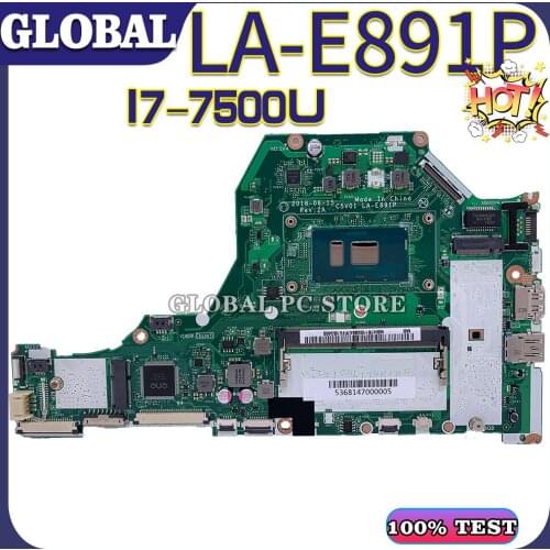 KEFU for ACER laptop motherboard ACER Aspire A515 A515-51 A315-53 motherboard mainboard test OK LA-E891P CPU I7-7500U