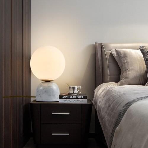 Nordic modern minimalist marble led table lamp bedroom bedside study ins desk light designer desktop decorative lamp