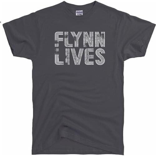Slim Fit T-shirt For Men 100% Cotton Mens Flynn Lives Retro Vintage T Shirt Short Sleeve Tops