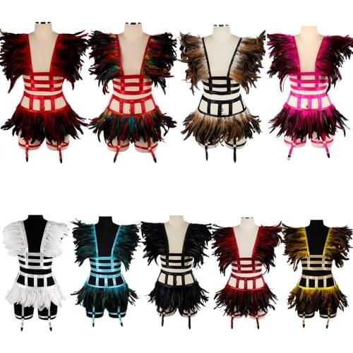 Feather Goth Club Wear Sword Belt Garter Suspenders Sexy Womens Underwear Erotic Lingerie Harness Fashion Body Stocking Belt