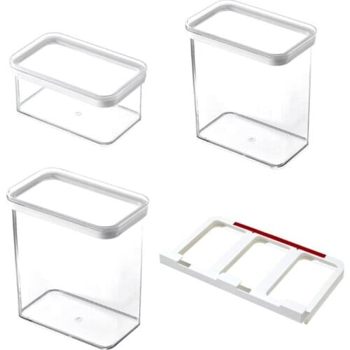 Kitchen Cabinet Hanging Plastic Airtight Storage Box Wall-Mounted Sliding Sealed Grain Jar Transparent Food Container Can Canist