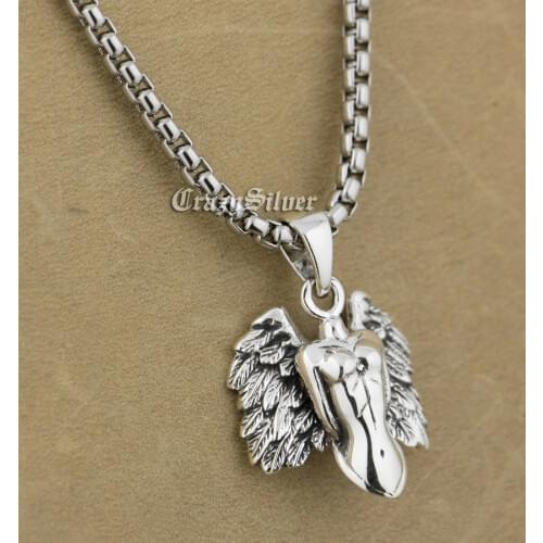 Naked Angel Wing Charm 925 Sterling Silver Pendant 9S015 Necklace 26"