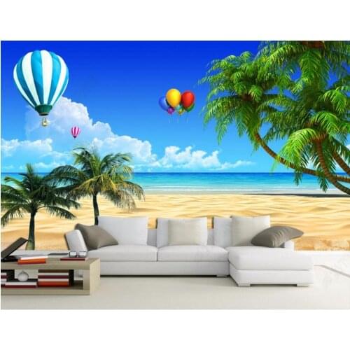 Custom photo designs 3d wall murals wallpaper Island coconut beach landscape decor picture wallpapers for living room