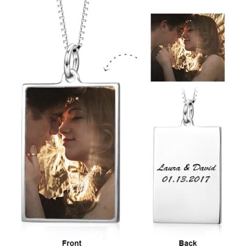 Adjustable Custom Necklace With Chain Copper/925 Sterling Silver Personalized Color Photo&Text Pendant Naszyjnik Jewelery