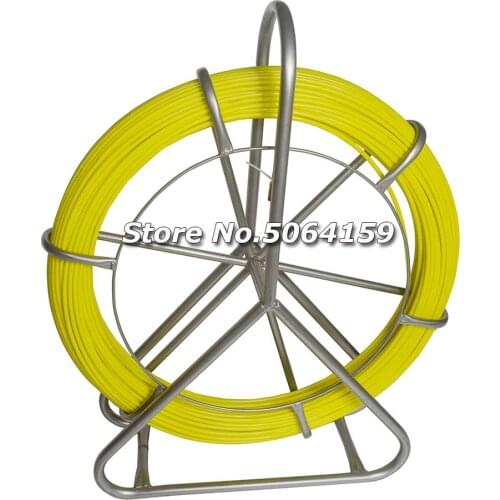 INTBUYING 425Ft Fish Tape Fiberglass Reel Wire Cable Running Rod Duct Rodder Fishtape Puller 6mm