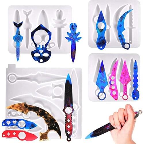 Knife Shape Silicone Mold Keychain Resin Molds Anti-Wolf Epoxy Casting Mold DIY Handmade Silicone Epoxy Casting Mold Door Opener