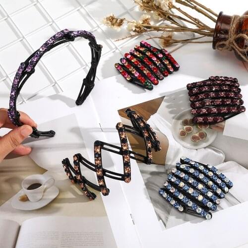Foldable Headband Rhinestone Hair Hoop Outdoor Portable Anti-skid Headwear Korean Style Hair Band Crystal Hair Accessories Women