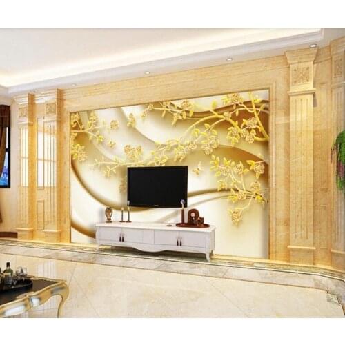 Custom modern Embossed Golden Flower Jewelry decorative painting background living room wallpaper wall papers home decor