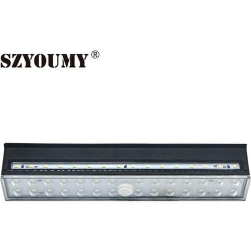 SZYOUMY Double Color Solar Wall Light White+Warm white Pir Outdoor Waterproof Solar Wash lighting For Garden