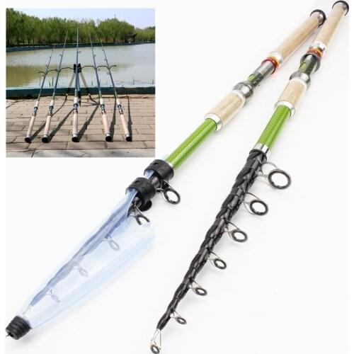 2.1m-3.6m Telescopic Fishing Rod carbon wooden handle Spinning Rod Extra heavy carp fishing pole sea Tackle baitcasting rod