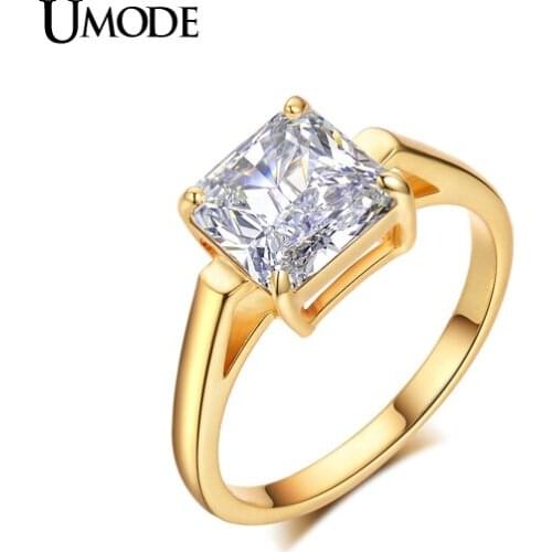 UMODE Brand Jewelry Top Quality Anillo CZ Jewelry White Gold/ Yellow Gold Color Wedding Rings For Women Christmas Gift AUR0134