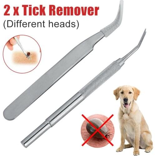 2PCS Stainless Steel Pet Flea Tick Remover Fork 12cm Dog Cat Tick Removal Fork Tweezers Grooming Tool Accessories