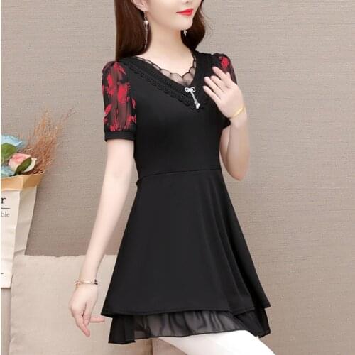 New Arrival Fashion summer long sleeve loose floral long Shirt Female Casual chiffon Color Plus Size elegant Printed tshirts