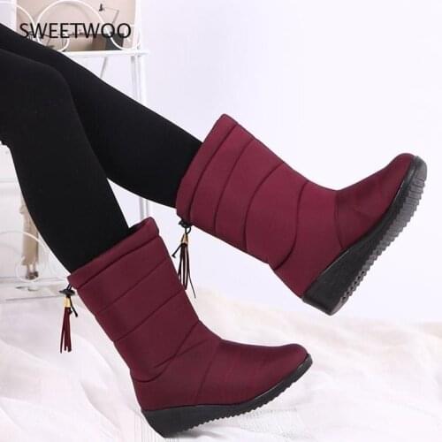 Winter Boots Women Mid-Calf Waterproof Snow Boots Warm Fur Female Boots Winter Shoes Woman Footwear