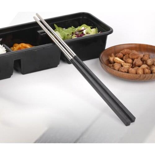 1 Pairs Square Chopsticks Healthy Titanium Chinese Chopsticks Light Weight Metal Non-slip Design Kitchen Flatware 245mm