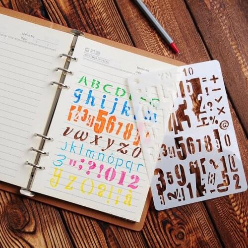 12PCS/set Letter And Number Stencils Alphabet Stencil For Bullet Journal Supplies Scrapbooking Painting Drawing Craft