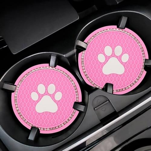 2Pcs Car Coaster Water Cup Bottle Holder Cute Cat Paw PVC Anti-slip Pad Mat For Interior Decoration Car Styling Accessories