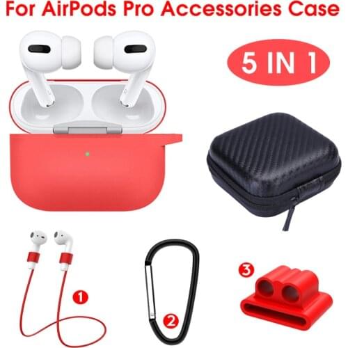5 IN 1 Lanyard Carabiner Protective Case For Airpods Pro Soft Silicone Earphones Case for airpods 3 pro Accessories Storage Box