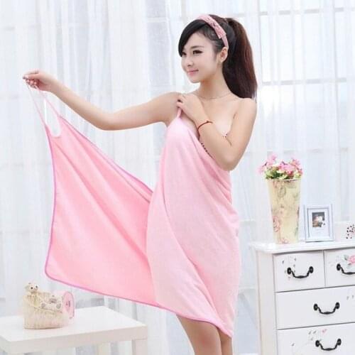 Bath towel microfiber solid color fashion ladies girls wear quick-drying magic bath towel beach towel spa bathrobe skirt