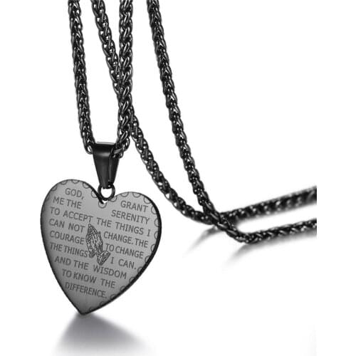 BONISKISS Unique Womens Pendant Necklaces Mens Long Chain Choker Christian Bible Poetry Prayer Heart Stainless Steel Necklace