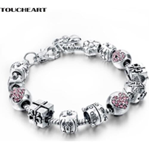 TOUCHEART Luxury Brand Stainless Steel Heart Bracelet & Bangles For Women Silver Jewelry Making Adjustable Bracelets SBR140718
