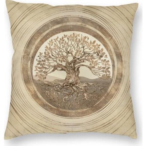 Tree Of Life Yggdrasil Pastel Viking Cushion Cover 45x45cm Home Decor Print Vikings Throw Pillow Case for Car Double Side