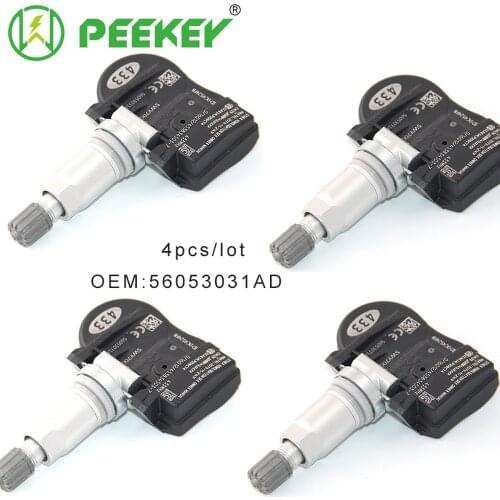 PEEKEY 4Pcs Car Tire Pressure Sensor Aluminum ABS Black TPMS For Chrysler 300C Voyager Sebring Grand Voyager For 56053031AD