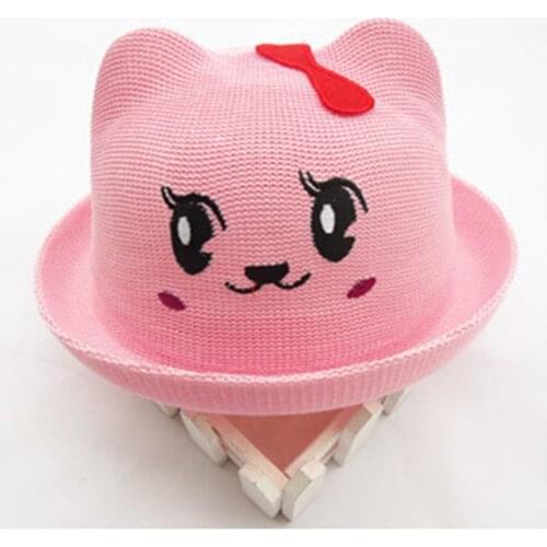 Cute Cat Ear Kids Hat Summer New Straw Hat for Baby Boy Girl Outdoor Baby Hat Cap Children Caps Sunhat Bucket