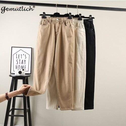 GEMUTLICH Plus Size Denim Pants Women High Waist Casual Harem Loose Big Size Trousers Spring Jeans