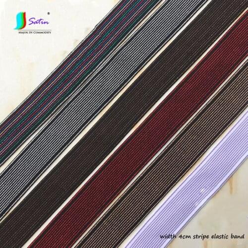 Domestic Purl Stripe Black White Background Gold Silver Red Coffee 40mm Soft Flat Elastic Band A0618L