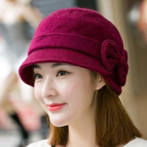 H7715 Women Fisherman Hat Lady Bowknot Elegant Warm Bucket Cap Autumn Winter Outdoor Casual Fashion Wool Blend Girl Knitted Caps