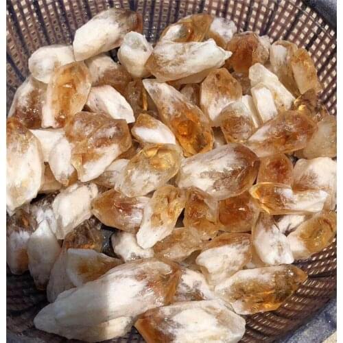 Natural citrine stone yellow quartz crystal rough points bulk gemstone healing mineral specimen