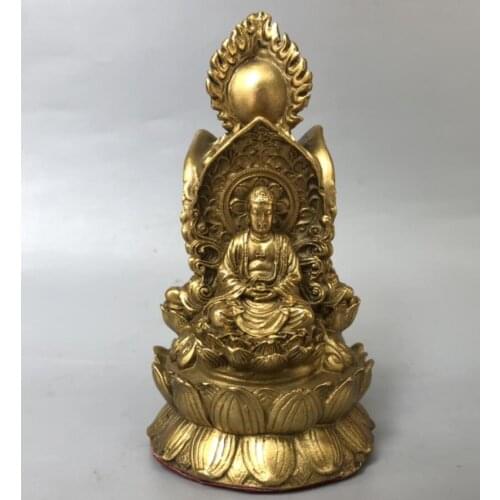 China brass three face Buddha crafts statue