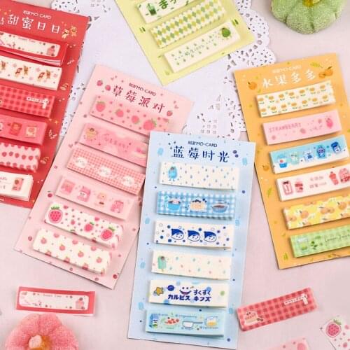 120pcs/Pack Take-away Tape with Release Paper Fresh Memo Pads Sweet Fruits Strawberry Blueberry Stationery Stickers Sticky Notes