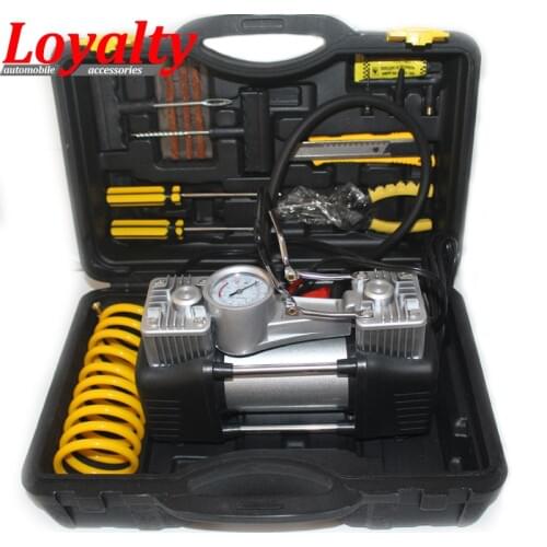 Loyalty Preset 12v Compressor Car Tyre Double Cylinder Metal Tire Inflator Pressure Air Pump&repair kit