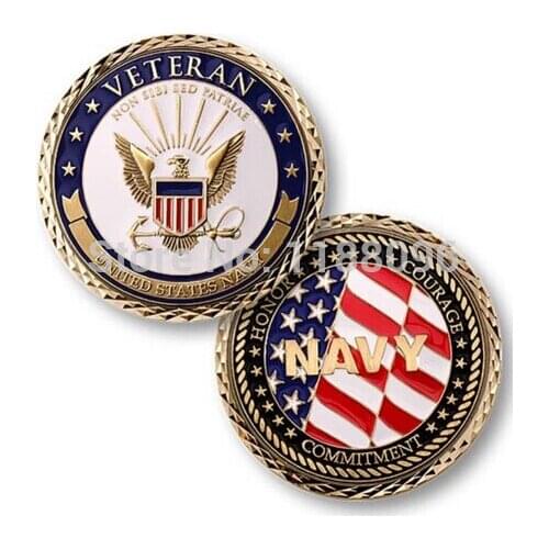 Coins custom promotional US Navy Veteran Challenge Coin Alloy with Enamel coins