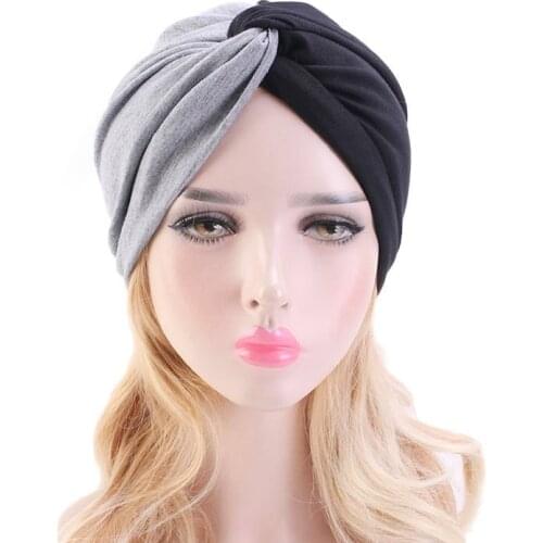 Muslim turban caps forehead cross double color turbante hat Islamic headwear India hat soft bonnet for women Inner hijabs