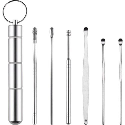 6pcs/set Portable Durable Stainless Steel Ear Pick Set Ear Cleaning Decompression Artifact Ear Pick Spoon