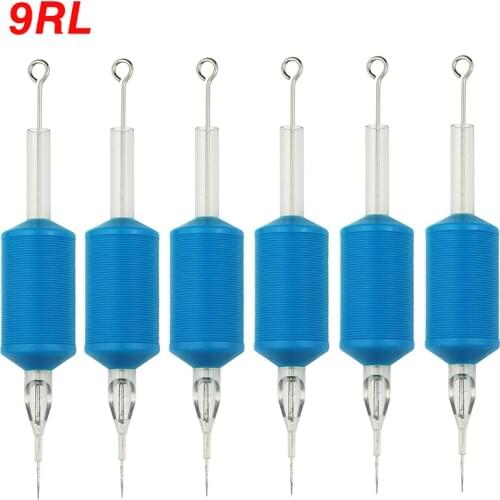 OPHIR 6PCS/Lot 9RL Blue Disposable Tattoo Tube Tips with Nozzle Needles Grip Tattoo Machine Needles _TA111(9RL)-6x